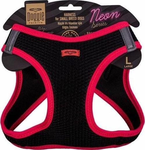 Havalı Dokuma Neon Küçük Irk Köpek Göğüs Tasması Large Pembe 42-48 Cm