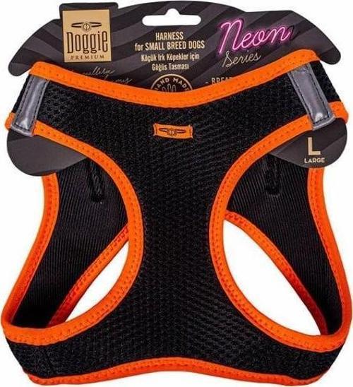Havalı Dokuma Neon Küçük Irk Köpek Göğüs Tasması Large Turuncu 42-48 Cm