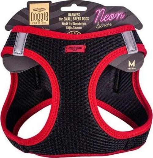 Havalı Dokuma Neon Küçük Irk Köpek Göğüs Tasması Medium Kırmızı 38-44 Cm