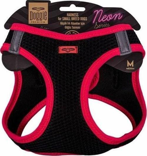 Havalı Dokuma Neon Küçük Irk Köpek Göğüs Tasması Medium Pembe 38-44 Cm