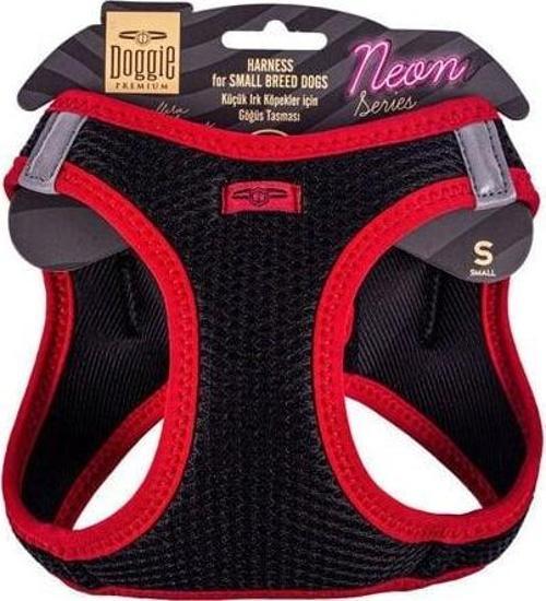 Havalı Dokuma Neon Küçük Irk Köpek Göğüs Tasması Small Kırmızı 32-38 Cm