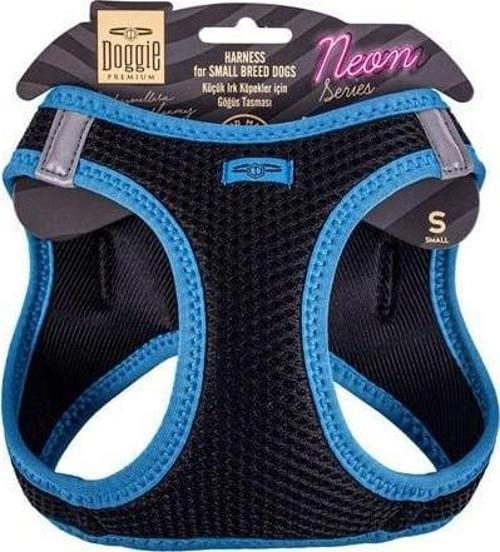 Havalı Dokuma Neon Küçük Irk Köpek Göğüs Tasması Small Mavi 32-38 Cm