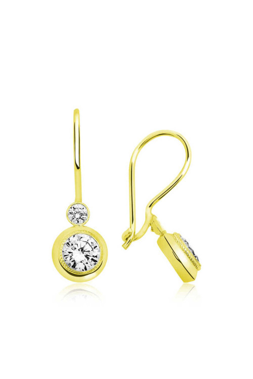 925 Ayar Gümüş Gold Sallantılı Tek Taş Küpe