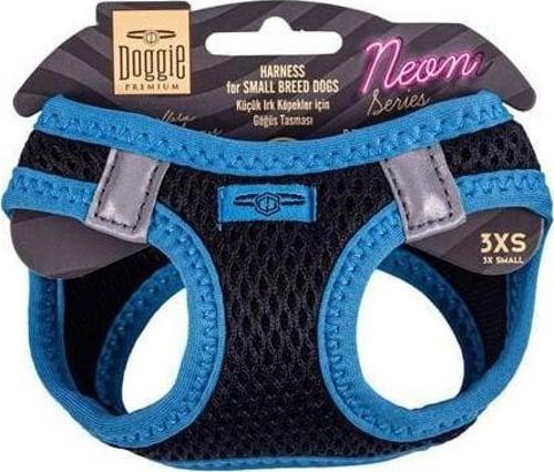Havalı Dokuma Neon Küçük Irk Köpek Göğüs Tasması Xxxsmall Mavi 22-26 Cm