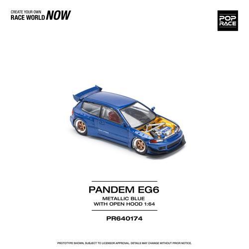 Pop Race 1:64 Pandem EG6 Metallic Blue – Açılır Kaputlu Diecast Model Araba