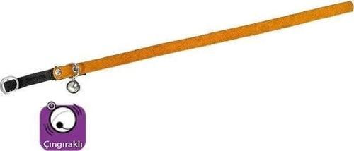 Kadife Çıngıraklı Kedi Boyun Tasması Turuncu 30 Cm