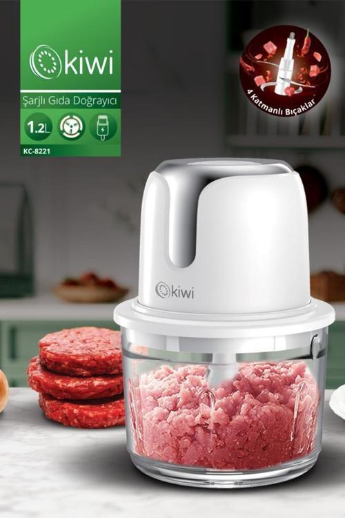 KC-8221 Kablosuz Şarjlı Gıda Doğrayıcı 1.2 L Gümüş
