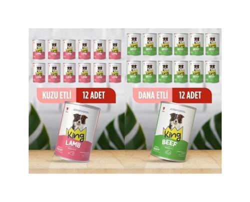 Sos İçerisinde Et Parçacıklı Kuzu Etli ve Dana Etli Köpek Konservesi 400 Gr*24 Adet