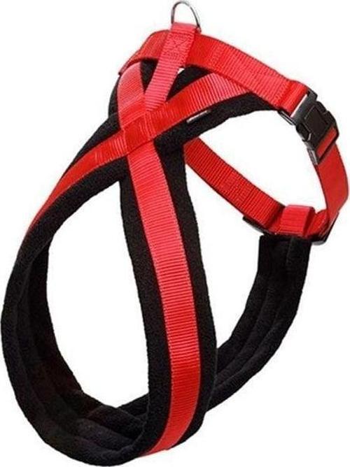 Yumuşak Köpek Göğüs Tasması Siyah/Kırmızı 48-55 Cm
