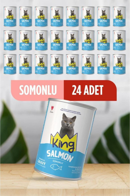 Sos İçerisinde Et Parçacıklı Somonlu Kedi Konservesi 400 Gr*24 ADET