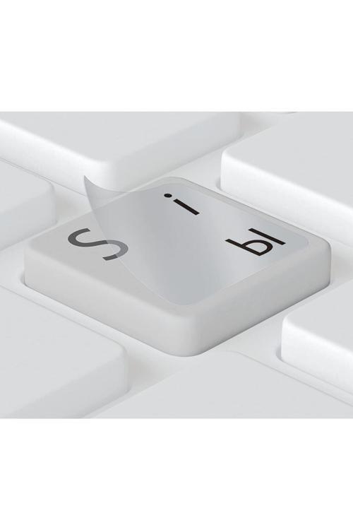 Rusça Siyah Klavye Etiketi Şeffaf Arka - Russian Black Keyboard Sticker Transparent Back