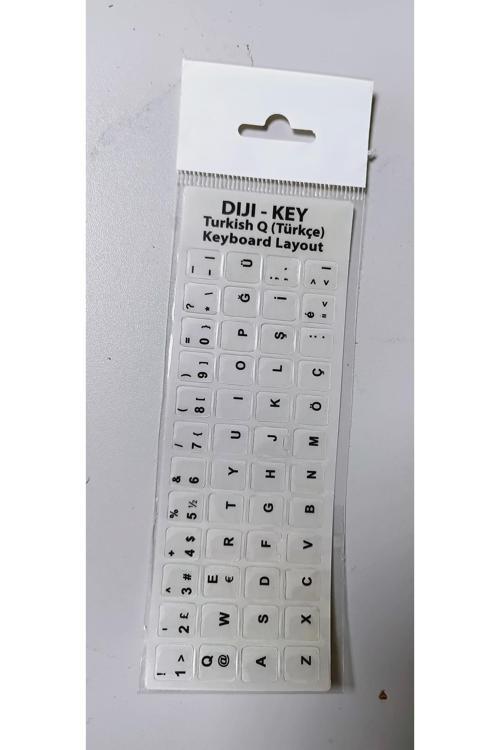 Türkçe Şeffaf Zemin Üzerine Siyah / Beyaz Yazı Klavye Stiker Etiket Sticker