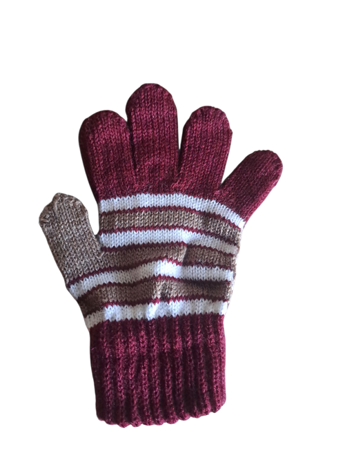 Kışlık Erkek Çocuk Eldiveni Bordo 4-8 Yaş