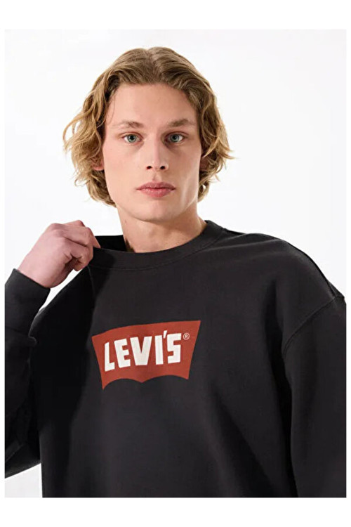 Erkek Bisiklet Yaka Premium Graphic Baskılı Siyah Sweatshirt - 003VK-0000