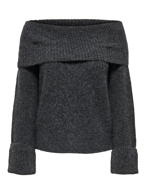 Kadın Düşük Omuz Koyu Gri Örme Kazak - 15352271