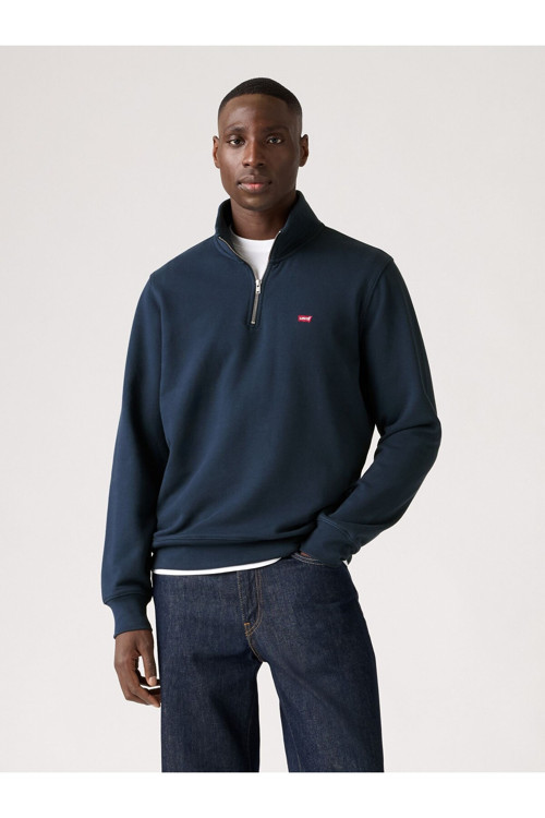 Original Erkek Yarım Fermuar Yaka Lacivert Sweatshirt - 001TU-0003