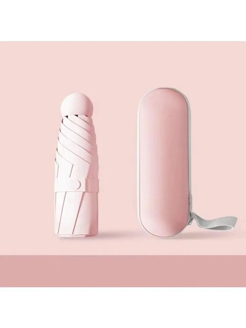 6 Telli Mini Cep Boy Kapsullü Şemsiye -Pembe