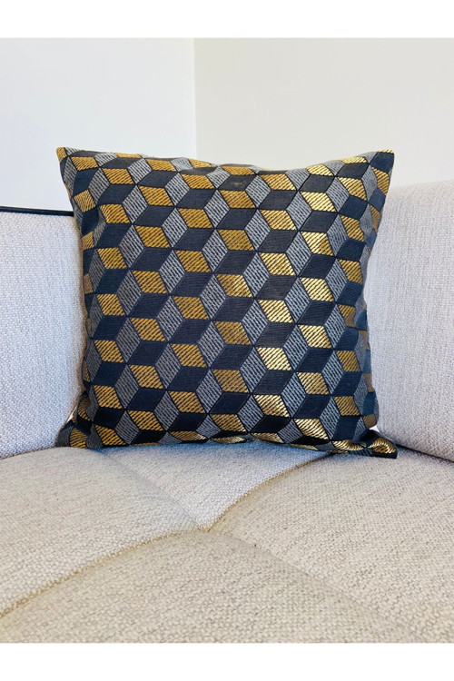 Golden - Geometrik Dekoratif Yastık Kılıfı / Kırlent Kılıfı