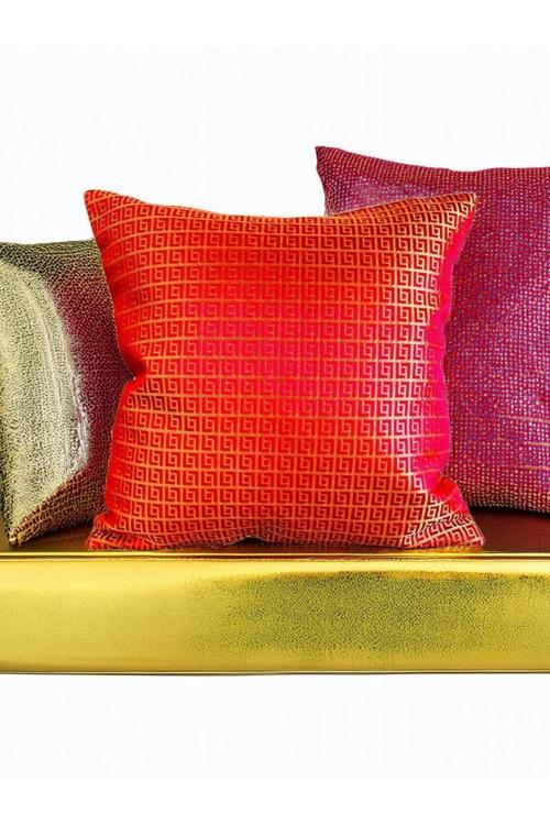 Goldie - Kırmızı Altın Dekoratif Kırlent/Yastık Kılıfı