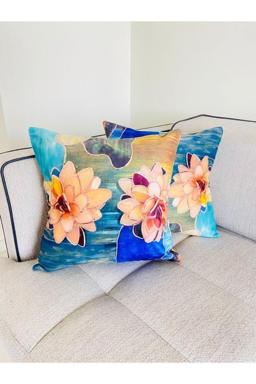 Doğa -  Floral Desenli Dekoratif Kırlent Kılıfı