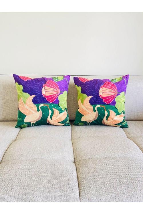 Doğa -  Floral Desenli Dekoratif Kırlent Kılıfı