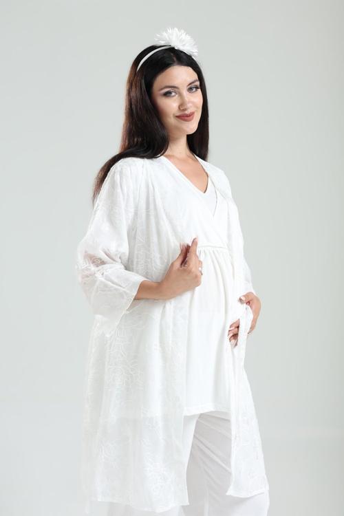 Kadın Dantelli Jakarlı 3'Lü Lohusa Hamile Takım Seti