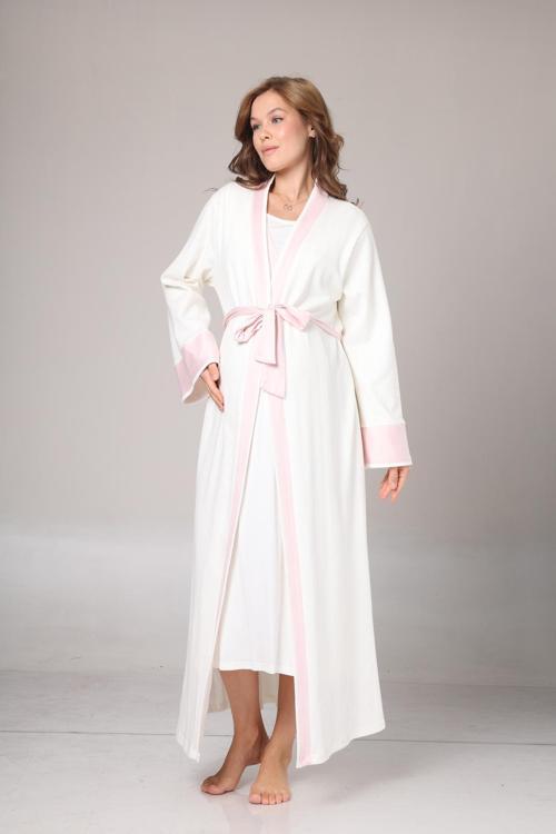 Kadın Dantelli Tasarım Tam Boy Uzun Kol Gecelik Sabahlık Takım Seti