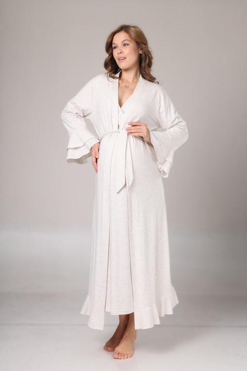 Kadın Büyük Beden Uzun Kol Biyeli Battal Tek Gecelik