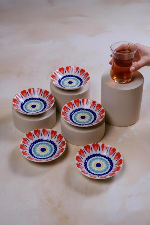 Acem 6'lı Çay Tabağı Seti Mix 3232