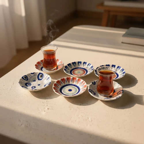 Acem 6'lı Çay Tabağı Seti Mix 3232