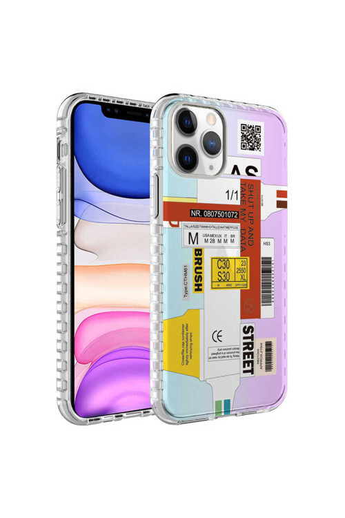İphone 11 Pro Uyumlu Aisysg Kenarlı Renkli Desenli Silikon Elegans Kılıf-No2