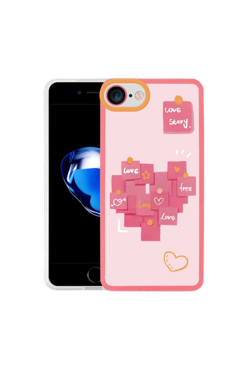 İphone Se 2022 Uyumlu Es Teknoloji M-Fit Desenli Kapak-Love Story No2