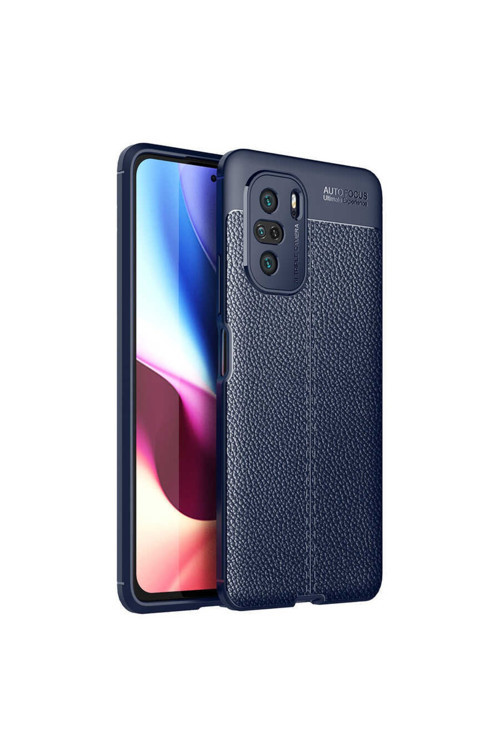 Xiaomi Mi 11İ Deri Görünümlü Silikon Kılıf Niss Kapak,Lacivert