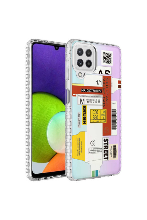 Galaxy A12 Kılıf Airbag Kenarlı Renkli Desenli Silikon Elegans Kapak