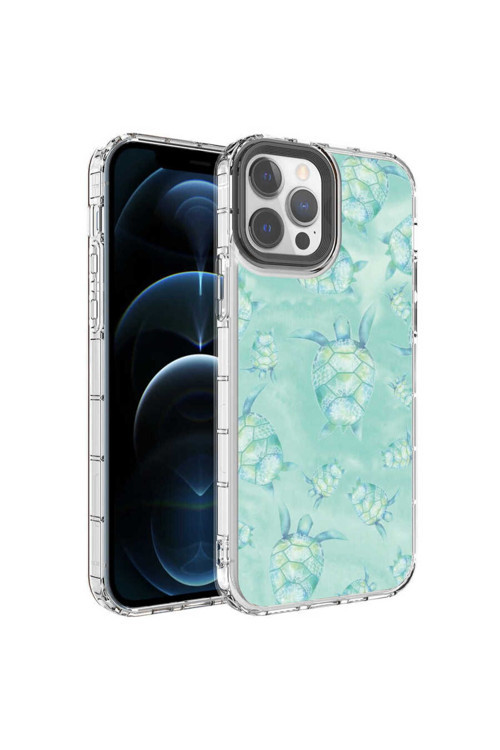 İphone 14 Pro Uyumlu Kamera Korumalı Renkli Desenli Sert Silikon Korn Kılıf-No13