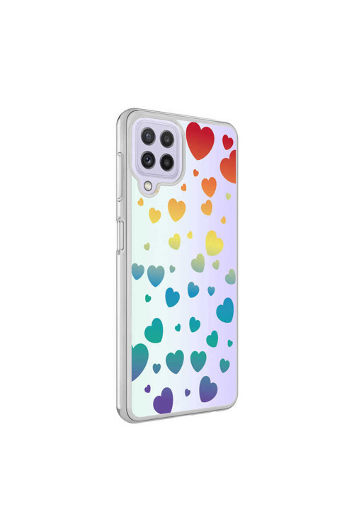 Galaxy M22 Adamax M - Blue Desenli Kapak - Heart No3 Adamax