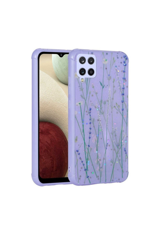 Galaxy M33 Kılıf Simli Desenli Kamera Korumalı Parlak Popy Kapak