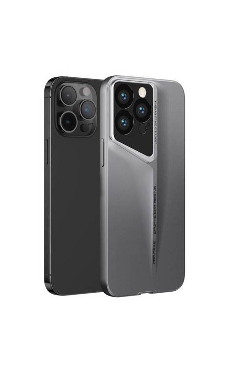 Apple İphone 15 Pro Kılıf Ultra İnce Kamera Korumalı Sert Rubber Procase Kapak-Titanyum-Gri
