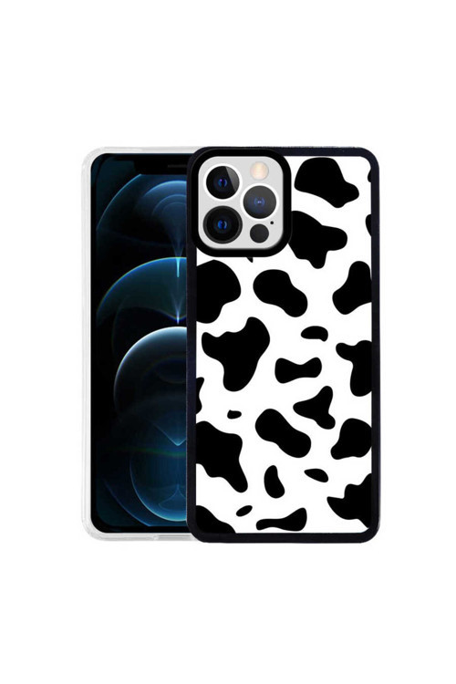 İphone 13 Pro Max Uyumlu Veys M-Fit Desenli Kılıf-Cow No1