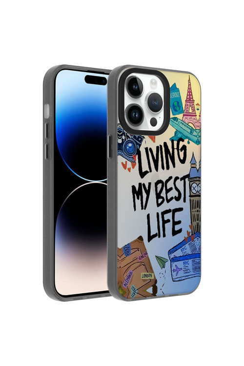 İphone 14 Pro Uyumlu Desenli Dragon Sert Kılıf-Seyahat
