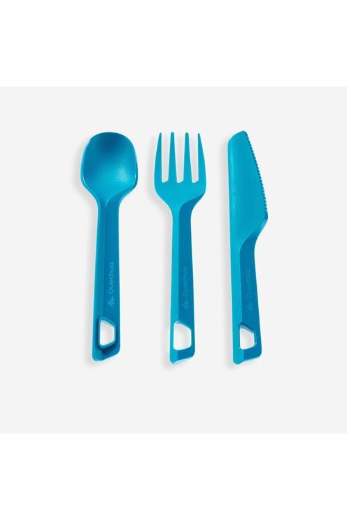 Kamp Plastik Sofra Seti - Çatal/Bıçak/Kaşık - 3'Lü - Mavi - 100