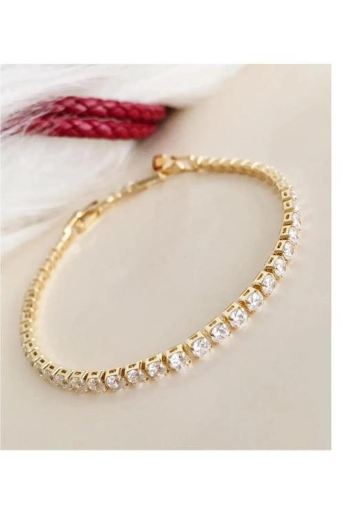 Su Yolu Paslanmaz Çelik Zirkon Taşlı Kararmaz Bileklik (Çıkarılabilir Uzantısı Var) Stainless Steel