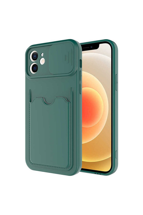 İphone 12 Uyumlu Myst Kartix Kılıf-Koyu Yeşil