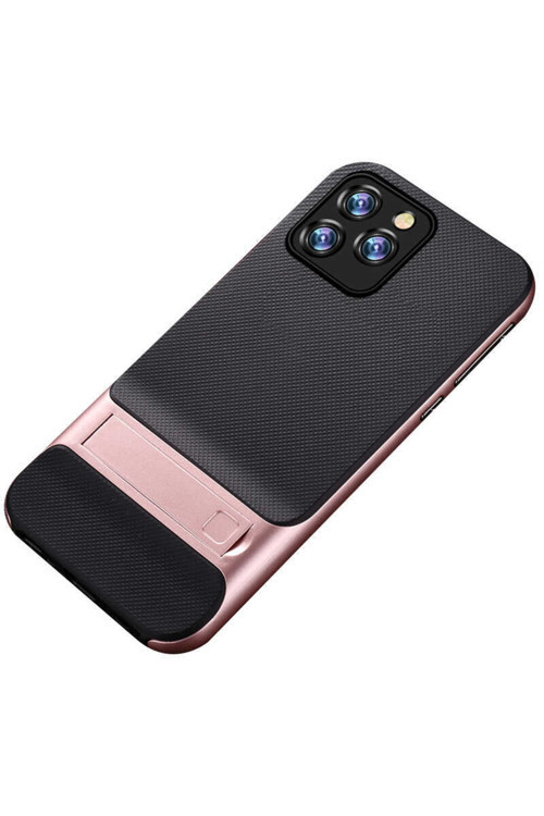 Apple Iphone 12 Pro Uyumlu Kılıf Standlı Verus Kapak (Rose Gold)