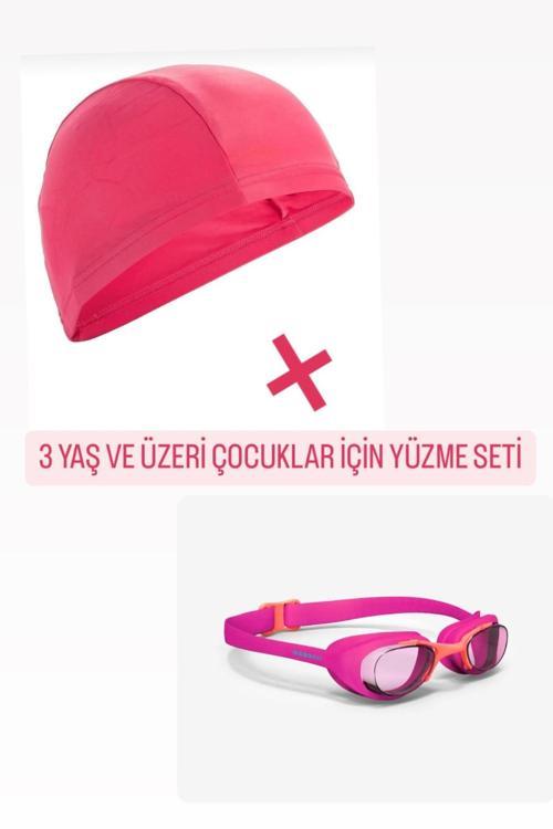 Çocuklar İçin Yüzme Seti / Bez Bone Ve Ayarlanabilir Yüzücü Gözlüğü