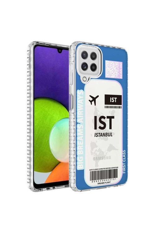 Galaxy A22 4G Kılıf Airbag Kenarlı Renkli Desenli Silikon Elegans Kapak