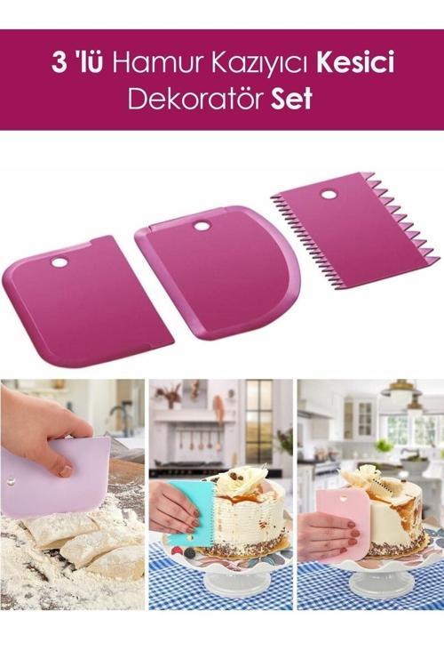 Pratik 3 'Lü Hamur Kazıyıcı Kesici Dekoratör Set Hamur Şekillendirici Kesici Kazıyıcı