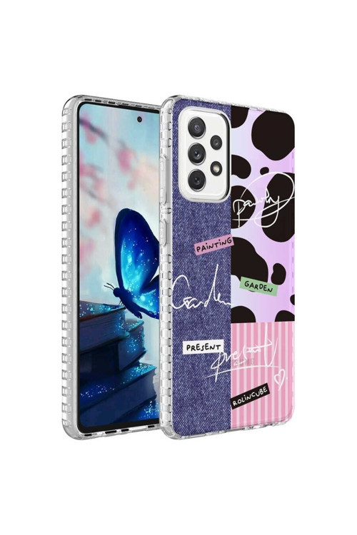 Galaxy A52 Kılıf Airbag Kenarlı Renkli Desenli Silikon Elegans Kapak