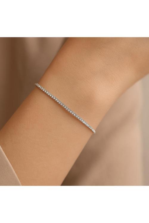 Su Yolu Paslanmaz Çelik Zirkon Taşlı Kararmaz Bileklik (Çıkarılabilir Uzantısı Var) Stainless Steel