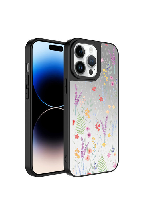 Kilifdakilif İphone 14 Pro Uyumlu Aynalı Desenli Kamera Korumalı Parlak Mirror Kılıf-Dallar